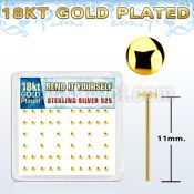 nymx3rg 18k gold plated silver bend it nose stud w 2mm round top