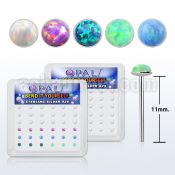 nyo2 box w 36 pc of silver bend it nose stud w 2mm opals glue