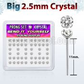 nyp19cx silver bend it nose studs w 2 5mm clear prong crystal