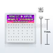 nypbc silver bend it nose studs with 1 5mm prong crystals