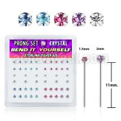 nypbmm silver bend it nose studs with 1 5mm 2mm prong crystal