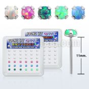 nypo25 box w 36 pc of silver bend it nose studs w 2.5mm opals