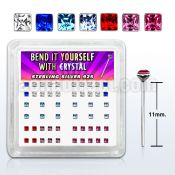 nysqbx box of silver bend it nose studs w square crystals