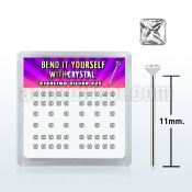 nysqbxc silver bend it nose studs with square clear crystals