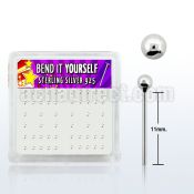 nysv2bx box of silver bend nose studs with 2mm ball shaped tops