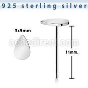nyvdr 925 sterling silver nose stud teardrop shaped top