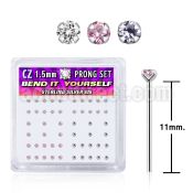 nyzbm box of silver bend it nose studs with 1 5mm prong cz