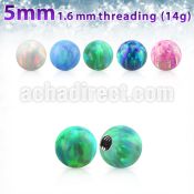 opi5 5mm synthetic opal ball with 14g (1.6mm) threading