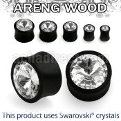 pargc areng wood double flare plug with giant crystal center
