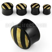 phmx black horn double flared plug with wood accents