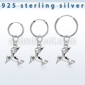 phod36 silver helix hoop earring w plain silver bird dangling
