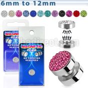 pkmp103 316l steel magnetic fake plug with ferido crystals