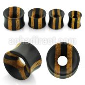 pkto black ebony and teak wood 2 tone double flared plug