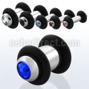 plc polished 316l steel plug with bezel set center crystal