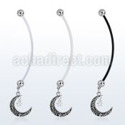 pnd730 pregnancy belly ring w dangling vintage moon w star 