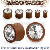 psagc sawo wood double flare plug w giant crystal center