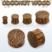 pwb coconut wood double flared solid plug size 3mm 25mm