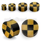 pwky concave double flare crocodile black ebony wood plug