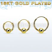 rgbcr14m 18k gold silver ball closure earrings, 14g 5mm ball