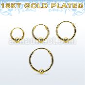 rgbcr16s 18k gold silver ball closure earrings, 16g 3mm ball