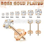 rprz one pair rose gold plated silver ear studs cz