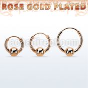 rsbcr14m 18k rose gold silver ball closure earrings, 14g 5mm ball