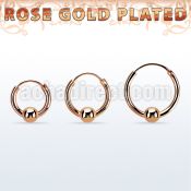rsbcr14s 18k rose gold silver ball closure earrings, 14g 4mm ball