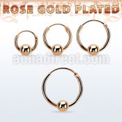rsbcr16m 18k rose gold silver ball closure earrings, 16g 4mm ball