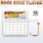 rsnwpxc rose gold plated silver nose screws w set 1.5mm crystals
