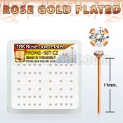 rsnyzbc rose gold silver bend it nose studs w clear prong set cz