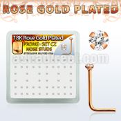 rssz12xc box w rose gold plated silver nose studs w 1 25mm cz top