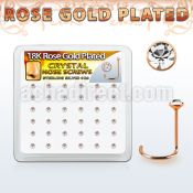 rsw14xc box rose gold plated silver nose screws w 2mm crystals