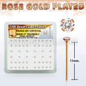rsyp14xc rose gold plated silver bend it nose stud w 2mm crystal