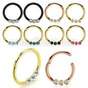 seght16e anodized steel hinged segment ring 16g w small crystals