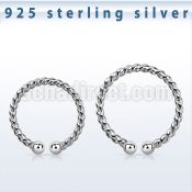 silver clip on nose hoop w twisted wire design