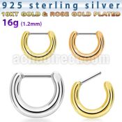 silver plated septum clicker in plain design w steel bar