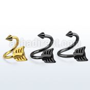 sp16taw black 316l steel eyebrow spiral w cone steel arrow end