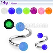 spbgl 316l steel spiral with two 4mm acrylic glow bubble balls