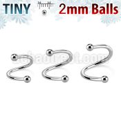 speb2 surgical steel eyebrow spiral with two 2mm balls