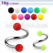 spesab 316l steel eyebrow spiral with 3mm solid acrylic balls