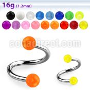 speuvb surgical steel eyebrow spiral with two 3mm uv balls