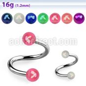 speuvbab 316l steel eyebrow spiral w 3mm ab coated acrylic ball