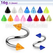 speuvcn surgical steel eyebrow spiral with two 3mm uv cones