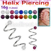 sphefr tri 316l steel helix spiral piercing with ferido balls