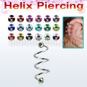 sphemj tri 316l steel helix spiral piercing w multijewel balls
