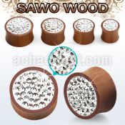 spmfr sawo wood double flare plug w clear ferido multi crystal
