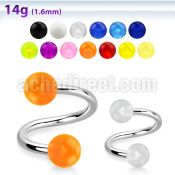 spuv 316l steel spiral with two 5mm acrylic balls