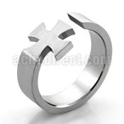 sr151 matte stainless steel cutting ring w iron cross design