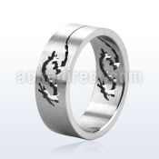 sr167 matte stainless steel cutting ring w cut out dragon