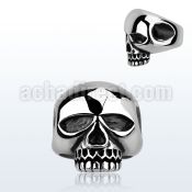 sr171 high polished stainless steel big skull ring